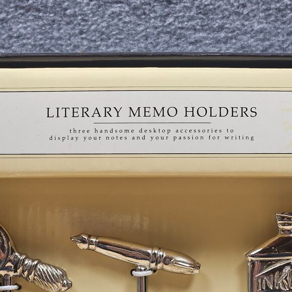 Vintage New Old Stock Barnes and Noble Literary Memo Holder Set Made in India - Picture 2 of 4